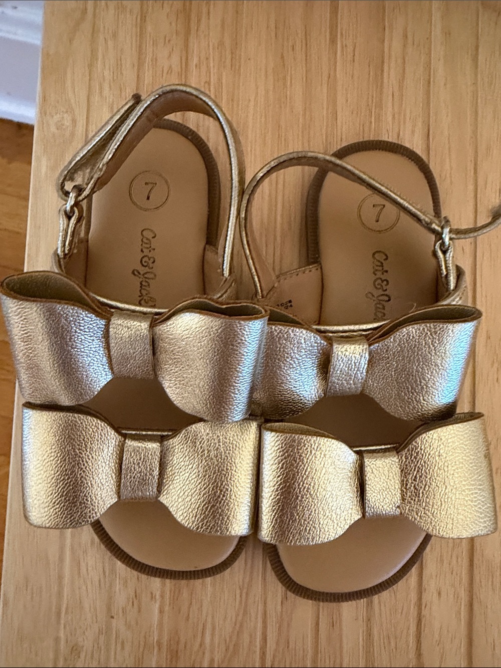 Cat & Jack Gold Bow Strap Sandals
